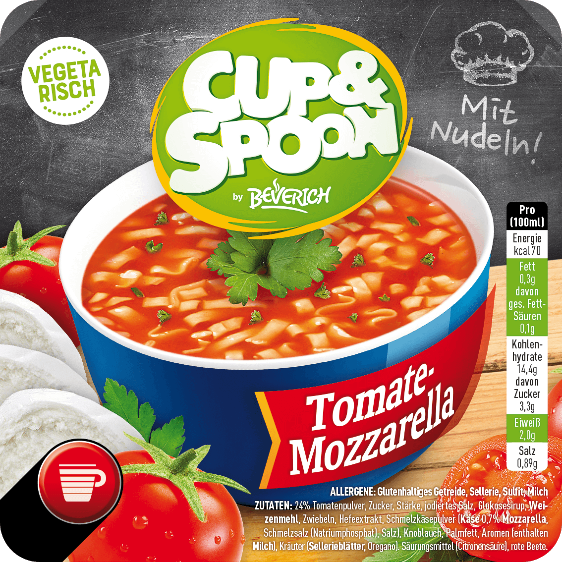 Cup&Spoon - Tomate-Mozzarella (mit Nudeln)