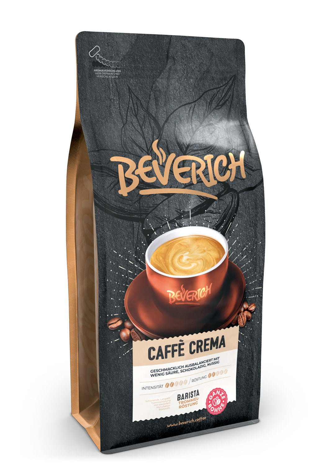 BEVERICH - Premium "Caffè Crema" (1kg) Ganze Bohne in Barista Qualität